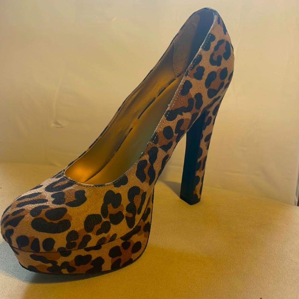 Brown, tan and Black leopard stilettos.
